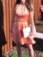 A-line Scoop Neck Satin Homecoming Dresses