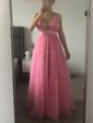 Black A-line V-neck Floor-length Tulle Prom Dresses With Split