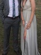 A-line Floor-length V-neck Chiffon Split Front Prom Dresses