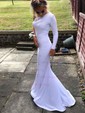 Trumpet/Mermaid One Shoulder Jersey Sweep Train Split Front Prom Dresses