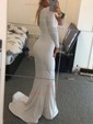 Trumpet/Mermaid One Shoulder Jersey Sweep Train Split Front Prom Dresses