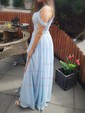 A-line Floor-length V-neck Chiffon Beading Prom Dresses