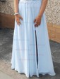 A-line V-neck Chiffon Prom Dresses With Appliques