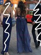 A-line Halter Chiffon Cut Out Prom Dresses With Ruched