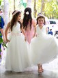 Original Princess V-neck Tulle Floor-length Sashes / Ribbons Flower Girl Dresses