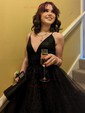 Princess V-neck Tulle Ruffle Prom Dresses