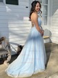 Ball Gown V-neck Floor-length Tulle Prom Dresses