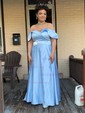 Ball Gown Off-the-shoulder Satin Modest Prom Dresses With Ruched