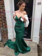 Trumpet/Mermaid Sweetheart Satin Sweep Train Prom Dresses