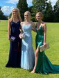 Mermaid Scoop Neck Tulle Prom Dresses With Appliques