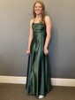 Sheath/Column Cowl Neck Silk-like Satin Ankle-length Split Front Prom Dresses