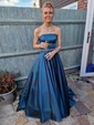 Ball Gown/Princess Floor-length Straight Satin Pockets Prom Dresses