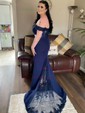 Mermaid Stretch Crepe Off-the-shoulder Prom Dresses With Appliques