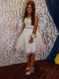 Sweetheart Tulle Skater Homecoming Dresses With Beading