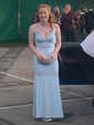 Sheath/Column V-neck Jersey Backless Prom Dresses With Ruched