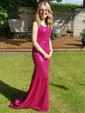 Mermaid Scoop Neck Sparkly Sequin Prom Dresses