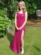 Sheath/Column Sweep Train Scoop Neck Sequined Split Front Prom Dresses