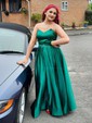 Ball Gown V-neck Satin Prom Dresses With Floor-length