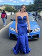 Mermaid Strapless Satin Prom Dresses With Beading