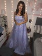 Ball Gown Scoop Neck Tulle Prom Dresses With Appliques