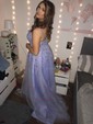 Ball Gown Scoop Neck Tulle Prom Dresses With Appliques