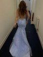 Trumpet/Mermaid Scoop Neck Tulle Sweep Train Appliques Lace Prom Dresses