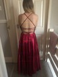 A-line Scoop Neck Satin Prom Dresses With Ruched