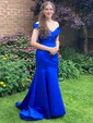 Mermaid Off-the-shoulder Satin Prom Dresses With Ruched