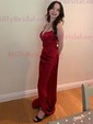 Sheath/Column V-neck Satin Prom Dresses With Ruched