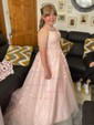 Ball Gown Scoop Neck Tulle Prom Dresses With Appliques