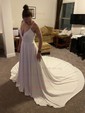 A-line V-neck Chiffon Sweep Train Wedding Dresses With Lace