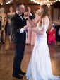 Sheath/Column Sweetheart Lace Sweep Train Wedding Dresses
