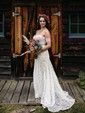 Sheath/Column Sweetheart Lace Sweep Train Wedding Dresses