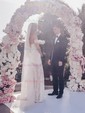 Sheath/Column Sweetheart Lace Sweep Train Wedding Dresses