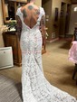 Trumpet/Mermaid V-neck Lace Sweep Train Wedding Dresses