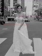 Ball Gown/Princess Off-the-shoulder Tulle Sweep Train Wedding Dresses With Appliques Lace