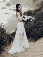 Sheath/Column Sweetheart Lace Sweep Train Wedding Dresses With Split Front