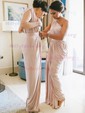 Sheath/Column One Shoulder Chiffon Floor-length Ruffles Bridesmaid Dresses