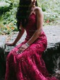 Mermaid V-neck Sparkly Sequin Prom Dresses