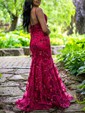 Trumpet/Mermaid Sweep Train V-neck Tulle Sequins Prom Dresses