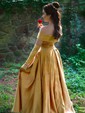 Ball Gown Off-the-shoulder Satin Modest Prom Dresses With Ruched