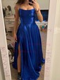 A-line Scoop Neck Satin Prom Dresses With Ruched