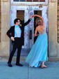 Ball Gown V-neck Tulle Prom Dresses With Appliques