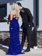 Sheath/Column One Shoulder Sparkly Velvet Sequin Prom Dresses