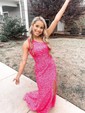 Sheath/Column One Shoulder Sparkly Velvet Sequin Prom Dresses