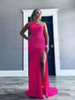 Sheath/Column One Shoulder Sparkly Velvet Sequin Prom Dresses