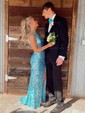 Sheath/Column One Shoulder Sparkly Velvet Sequin Prom Dresses