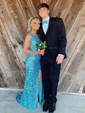 Sheath/Column One Shoulder Sparkly Velvet Sequin Prom Dresses
