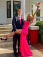 Sheath/Column One Shoulder Sparkly Velvet Sequin Prom Dresses