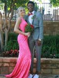 Sheath/Column One Shoulder Sparkly Velvet Sequin Prom Dresses